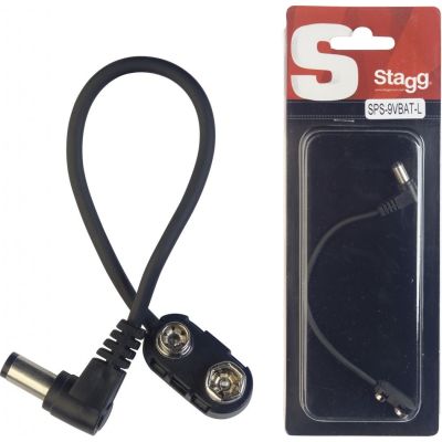 Stagg SPS-9VBAT-L 9 V batterijclip voor effectpedalen, met haakse plug