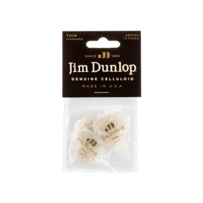 Dunlop 483P04TH pick Celluloid White Perloid Thin Sachet of 12