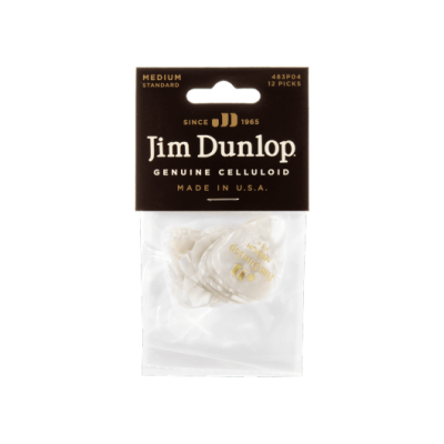 Dunlop 483P04MD pick Celluloid White Perloid Medium Sachet of 12
