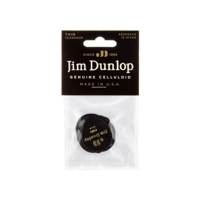 Dunlop 485P03TH pick Black Teardrop Thin Sachet of 12