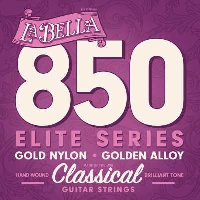 La Bella L-850 string set classic, 028-032-040-029-034-041, gold nylon trebles & gold basses