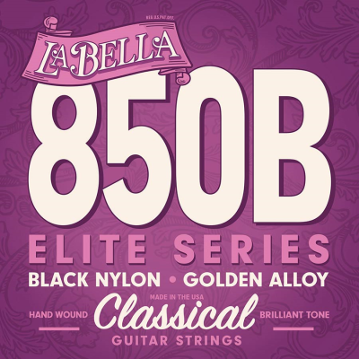 La Bella L-850B string set classic, 028-032-040-029-034-041, black nylon trebles & gold basses