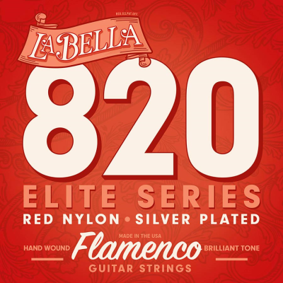 La Bella L-820 string set classic/flamenco, red nylon trebles & silverplated basses