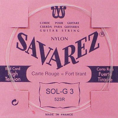 Savarez 523-R G-3-snaar, clear nylon (rouge), sluit aan bij 520-R set, hard tension