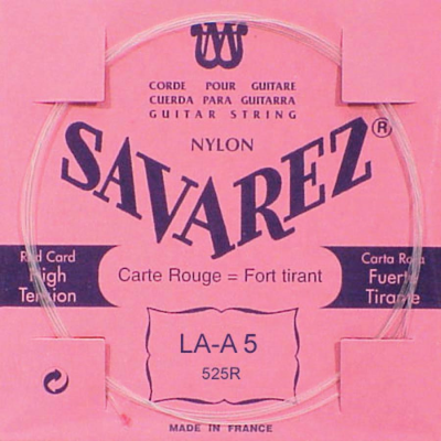 Savarez 525-R A-5-snaar, silverplated nylon (rouge), sluit aan bij 520-R set, hard tension