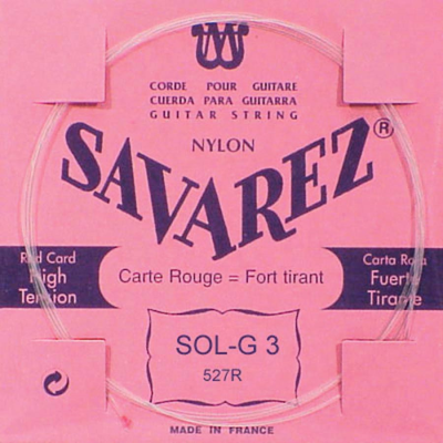 Savarez 527-R G-3 string, silverplated nylon (rouge), from 520-F set, hard tension