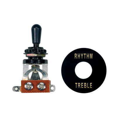 Boston SW-20-B toggle switch 3-way, with black plate and cap