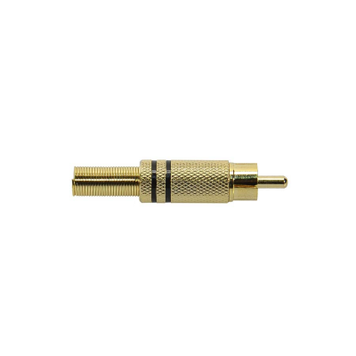 Boston MRCA-30-BK RCA plug, male, goudlak, metaal, 2 stuks zwarte ring, veer 6,2 mm, gouden contacten