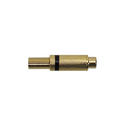 Boston PRCA-30-BK RCA plug, female, zwart metaal, 2 stuks zwarte ring, veer 6,2 mm, gouden contacten