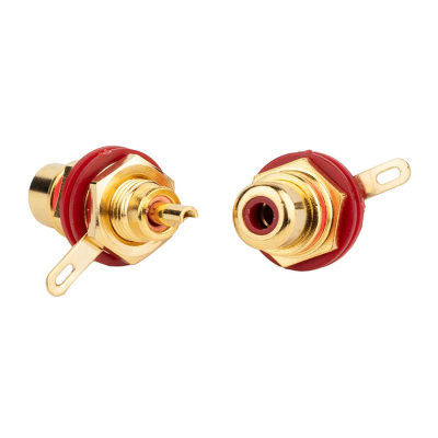 Boston FRCA-10-RD tulp chassisdeel, female, metal gold lacker, gold contacts, 2 pcs, red ring