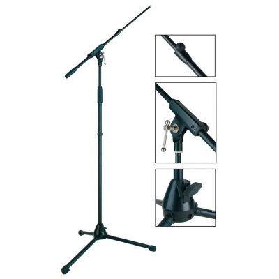 Boston MS-1425-BK microphone stand, telesc.boom, black, max height 165cm