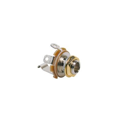 Boston SJ-2-GD chassis connector jack, 6,3mm, 2-pole, M9, gold, thread in chrome