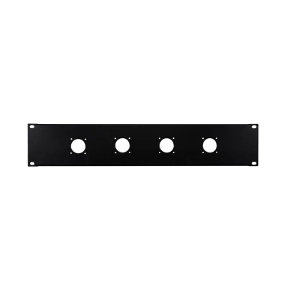 Boston RK-2-L01 19 inch rack panel, 2 HE, metal, black, rack plate, bended edge, 4x 32mm speakon holes