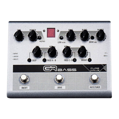 GRBass PureDRV preamp pedal, with overdrive, 4 band EQ, tuner, DI, efx loop, line out