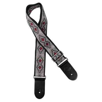 Gaucho GST-193-05 Traditional Series guitar strap, 2” jacquard weave, leather slips, multi colors