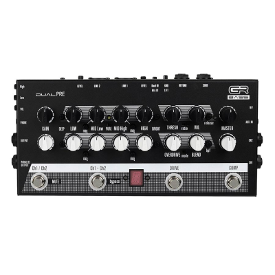 GRBass DUALPRE dual channel preamp pedal, 4-band EQ, drive, comp, tuner, DI, headphones, parallel outs, no PSU inc
