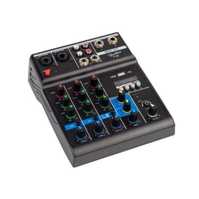 Boston F-4A mixing console 2 mono + 2 stereo inputs, USB player, audio interface, 48V phantom power, delay