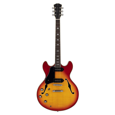 Sire Guitars H Series Larry Carlton lefty electric guitar archtop with P90s cherry sunburst