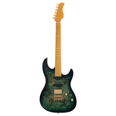 Sire Guitars S Series Larry Carlton swamp ash electric guitar S-style, transparent green, hardcase included
