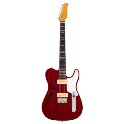 Sire Guitars T Series Larry Carlton guitare électrique chambrée aulne + frêne style T, voir à travers rouge