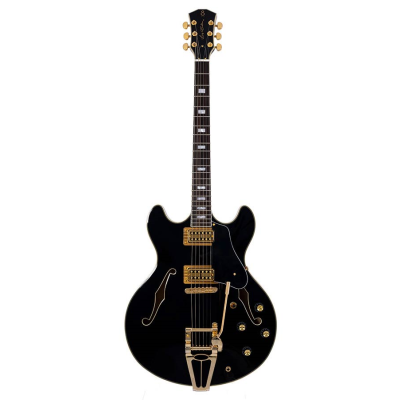 Sire Guitars H Series Larry Carlton guitare électrique archtop avec trémolo, noire
