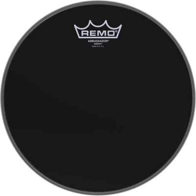 Remo ES-0010-00 10" Ebony Ambassador Tom/ Snarevel