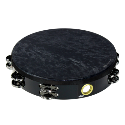 Remo TA-8210-70-SD15 10" Wild tambourine with 2 rows of 8 jingles, Skyndeep drumhead, black finish