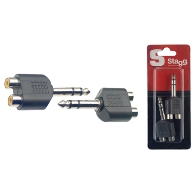Stagg AC-2CFPMSH 2 x Double female RCA/male stereo phone-plug adaptor in blister packaging