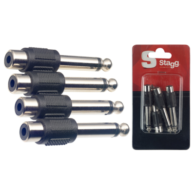 Stagg AC-PMCFH 4 x male phone-plug/female RCA adaptor in blister packaging