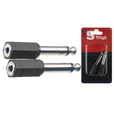Stagg AC-PMJFSH 2 x Female stereo jack / male mono phone-plug adaptor in blister packaging