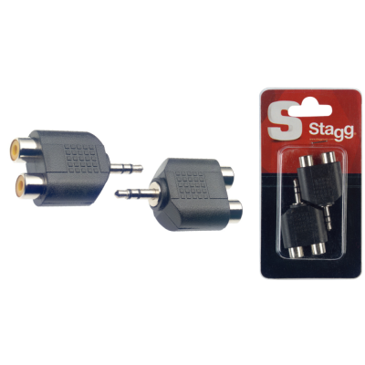 Stagg AC-2CFJMSH Dubbele Vr RCA/ Man. stereomini-jackplug adapter - 2 stuks in blister