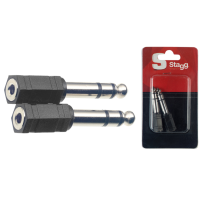 Stagg AC-PMSJFSH 2x Female stereo mini jack / male stereo phone-plug adaptor in blister pack