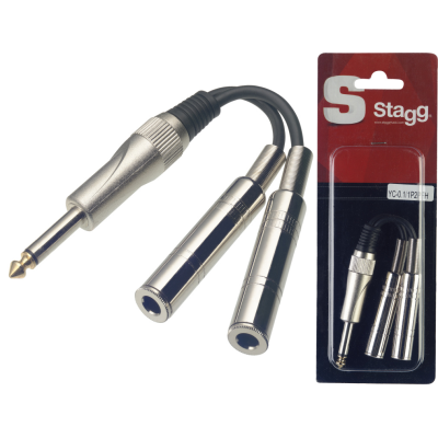 Stagg YC-0,1/1P2PFH 1 x Male mono phone plug/2x female mono phone plug adaptor cable in blister