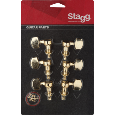 Stagg KG371GD Mécaniques dorées individuelles pour guitares électriques ou folk, 3G + 3D