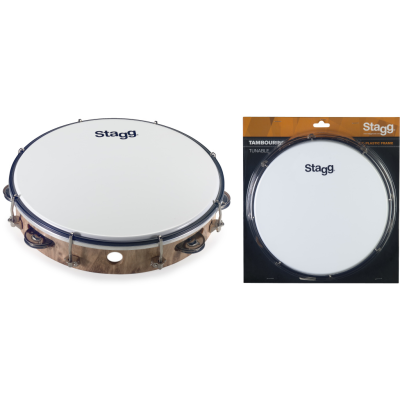 Stagg TAB-110P/WD Tambourin accordable en plastique 10" avec 1 rangée de cymbalettes