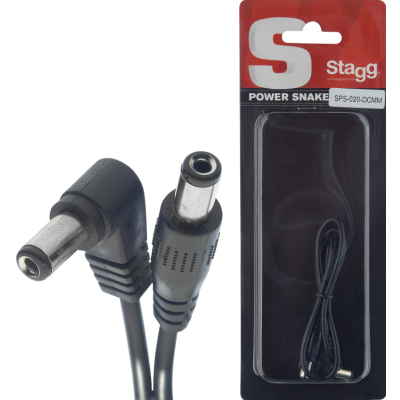 Stagg SPS-020-DCMM Power cable, DC/DC (m/m, L-shaped/straight), 20 cm (0.7'), black