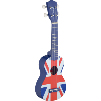 Stagg US UK-FLAG Graphic series traditional soprano ukulele with linden top, with black nylon gigbag