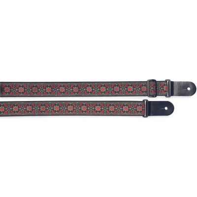 Stagg SWO-FLO RED Woven nylon guitar strap with flower pattern