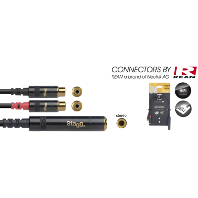Stagg NYA010/JS2CFR Câble adaptateur en Y, série N - jack stéréo M / 2x Cinch (RCA)