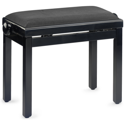 Stagg PB39 BKP VBK Banquette de piano, noir brillant, avec pelote en velours noir nervuré