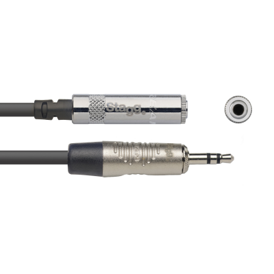 Stagg NAC3MPSMJSR Série N, câble audio, mini jack/mini jack (m/f), stéréo, 3 m