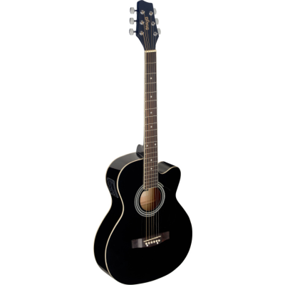 Stagg SA20ACE BLK Zwarte elektro-akoestische auditorium gitaar met cutaway en lindehouten bovenblad