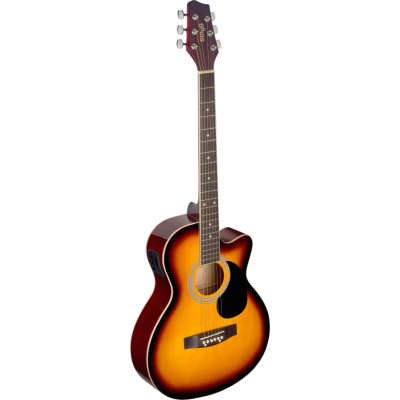 Stagg SA20ACE SNB Sunburst auditorium cutaway acoustic-electric guitar with basswood top