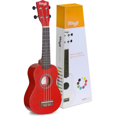 Stagg US-RED Red soprano ukulele with basswood top, in nylon gigbag