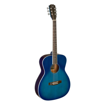 J.N. Guitars BES-A TBB Transparent blueburst acoustic auditorium guitar with solid spruce top, Bessie series