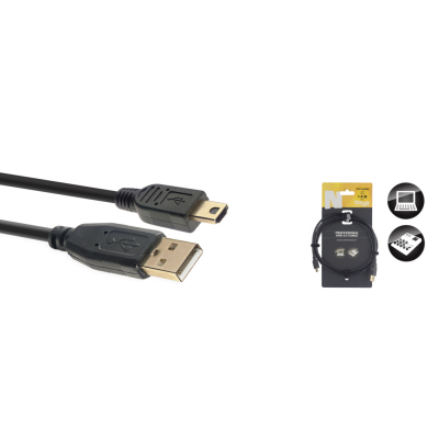 Stagg NCC1,5UAUNA Câble USB 2.0, Série N - mini USB A mâle / USB A mâle