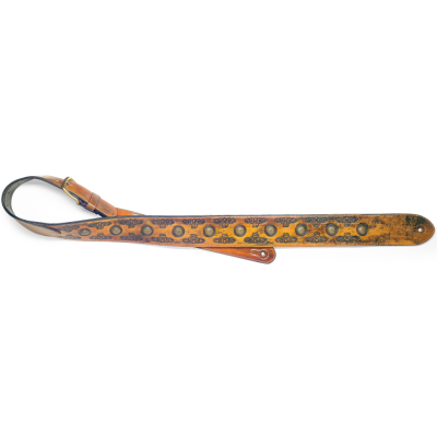 Stagg SPFL AGED LBRW Light brown padded distressed leatherette guitar strap with pressed flower pattern