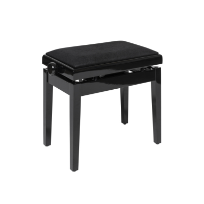 Stagg PBH 390 BKP VBK Banquette de piano, hydraulique, noir brillant avec pelote en velours noir ignifugée