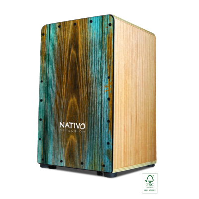 Nativo STUD-SYRAH Cajon met Syrah slagplaat, klasse A eikenhout, met zitkussen en basversterkingsring, Studio Serie