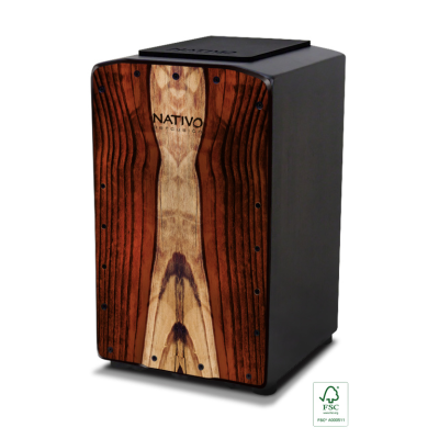 Nativo PRO-MADERO Cajon with Madero pickguard, grade A oak, with seat cushion and bass ring, Pro Series